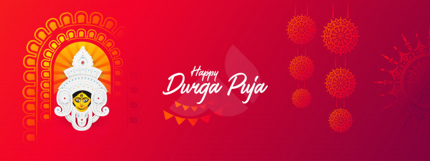 Happy Durga Puja Header Banner Template Illustration