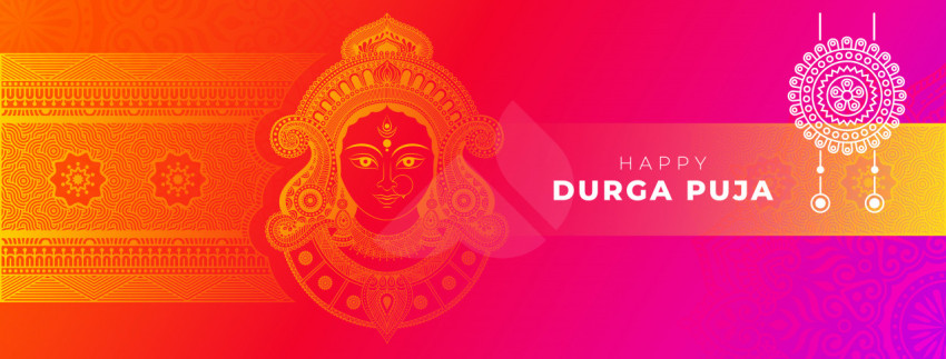 Indian Religious Festival Happy Durga Puja Facebook Cover BannerTemplate