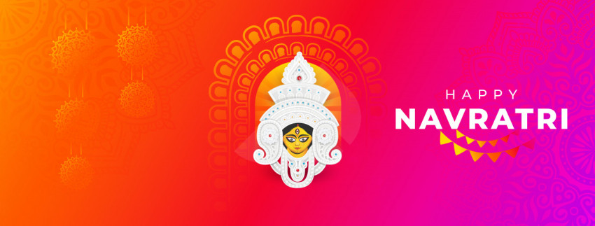 Indian Religious Festival Navratri Facebook Cover BannerTemplate