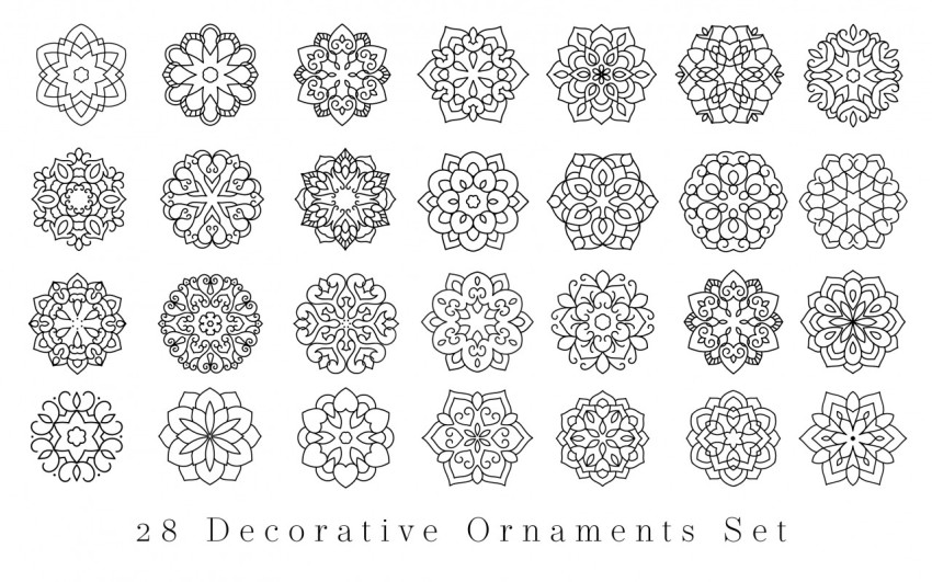 Decorative Floral Mandala Ornaments Design Set