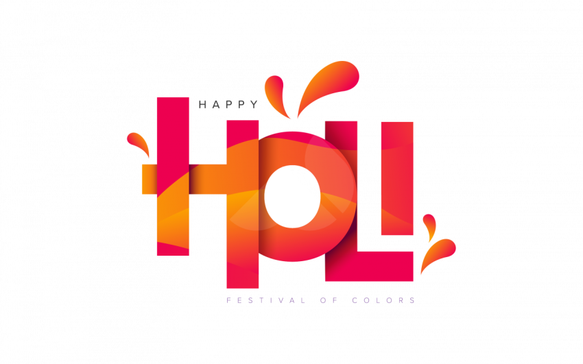 Colorful Happy Holi Typography Greeting Design