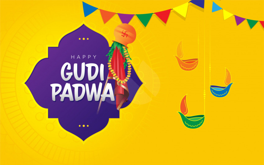 Happy Gudi Padwa Greeting Background Template