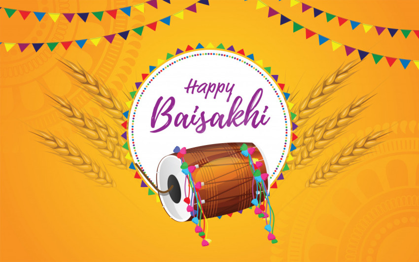 Happy Baisakhi Greeting Background Template