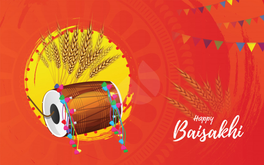 Happy Baisakhi Wishes Greeting Background Template