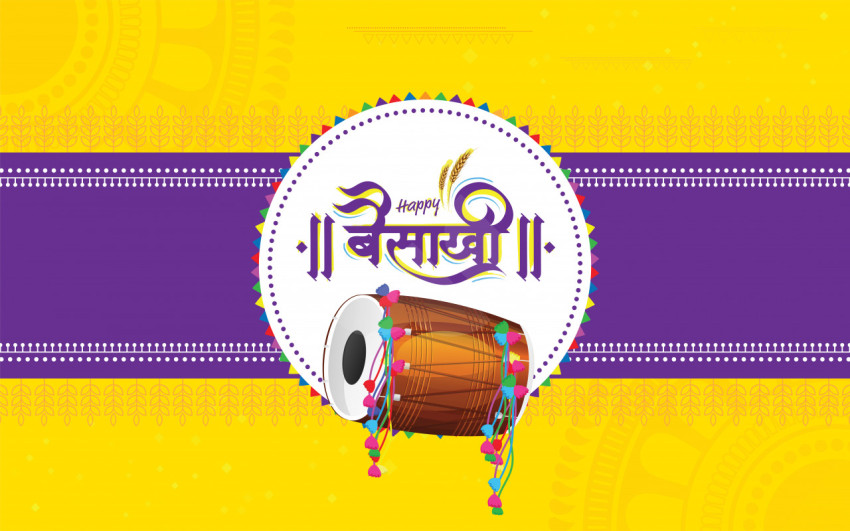 Happy Baisakhi Wishes Greeting Background Template