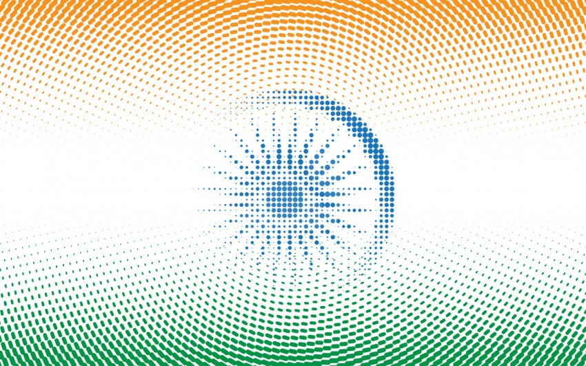 Indian National Flag Illustration with Halftone Effect
