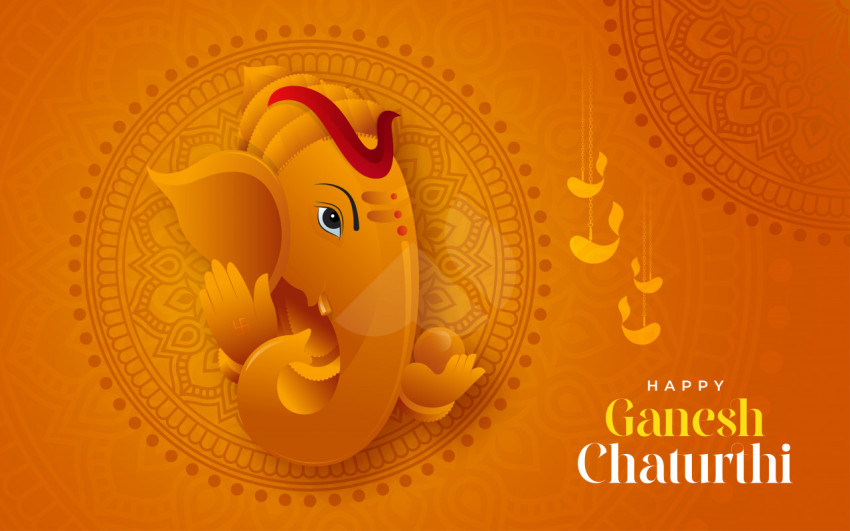 Happy ganesh chaturthi indian festival celebration background ve