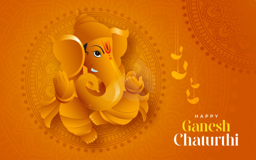 Happy ganesh chaturthi indian festival celebration background ve