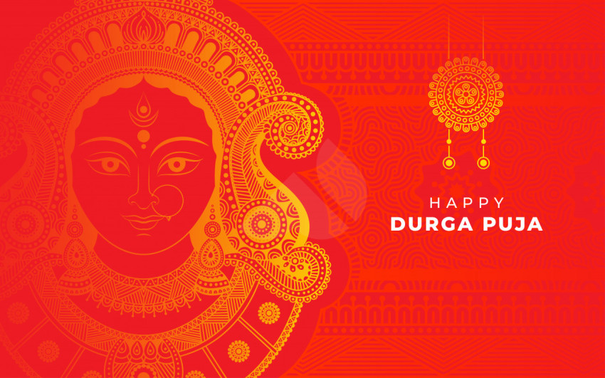 Happy Durga Puga Greeting Backgroung Template Design