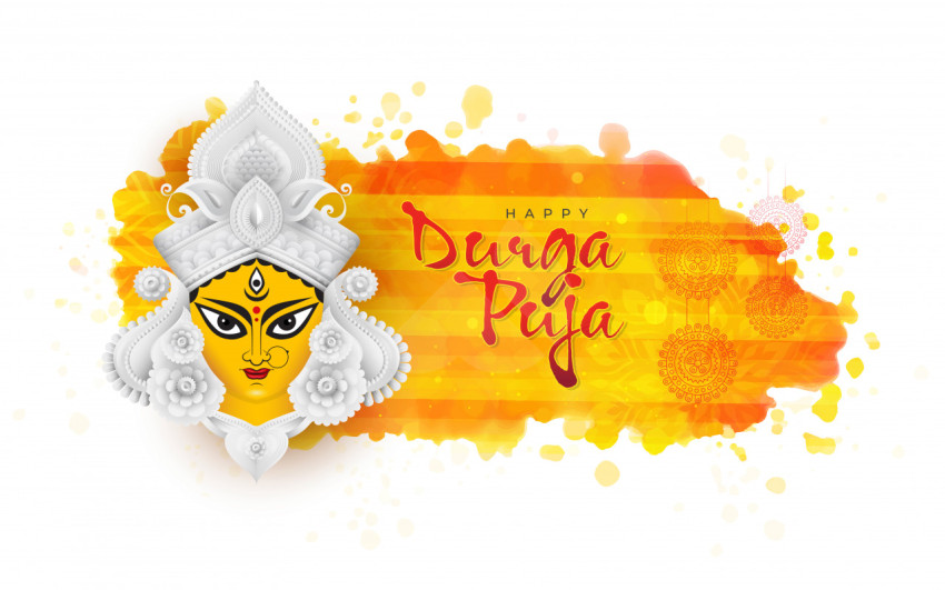 Happy Durga Puja Greeting Background Template