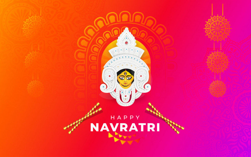 Indian Festival Happy Navratri Wishes Greeting Design