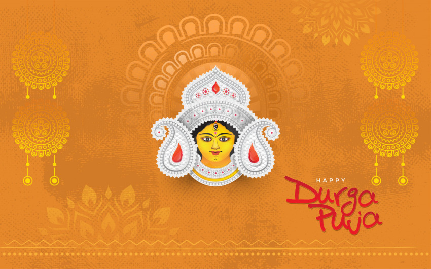 Happy Durga Puga Greeting Backgroung Template Design