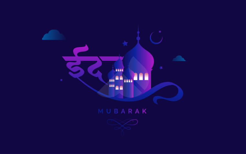 Eid Mubarak Hindi Greeting Design Background Template