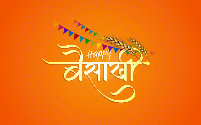 Happy baisakhi festival hindi greeting design background template