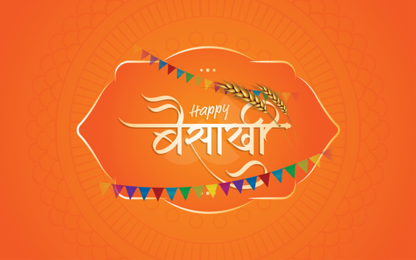 Happy baisakhi festival hindi greeting design background template
