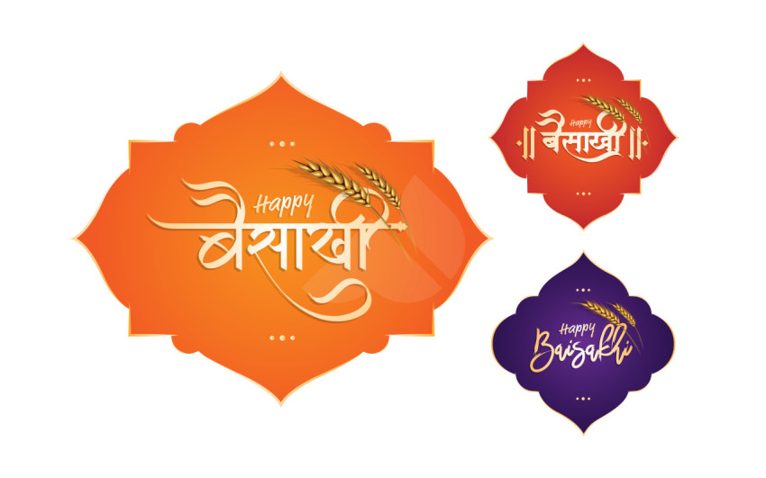 Happy Baisakhi Sticker Design Template