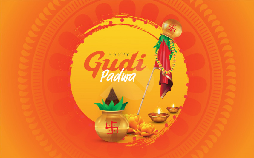 Happy Gudi Padwa Greeting Background Template