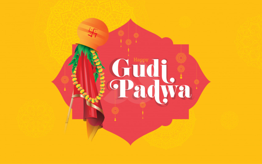 Happy Gudi Padwa Greeting Background Template
