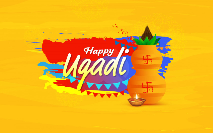 Happy Ugadi Greetings Background Template