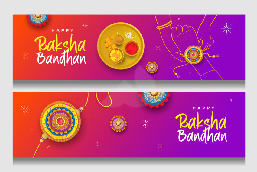 Happy Raksha Bandhan Horizontal Banner Template