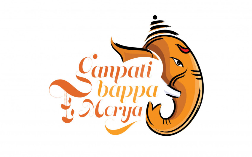 Ganapati Bappa Morya Text Typography