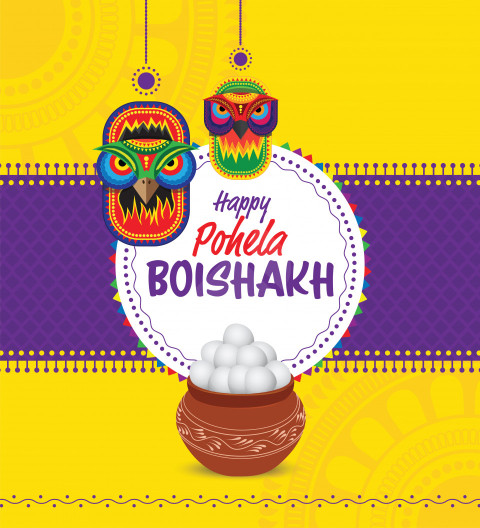 Happy Pohila Boishakh Wishes Greeting Background Template