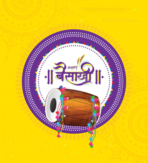 Happy Baisakhi Hindi Greeting Background Template
