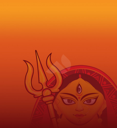 Durga Puja Background Template with Durga Illustration