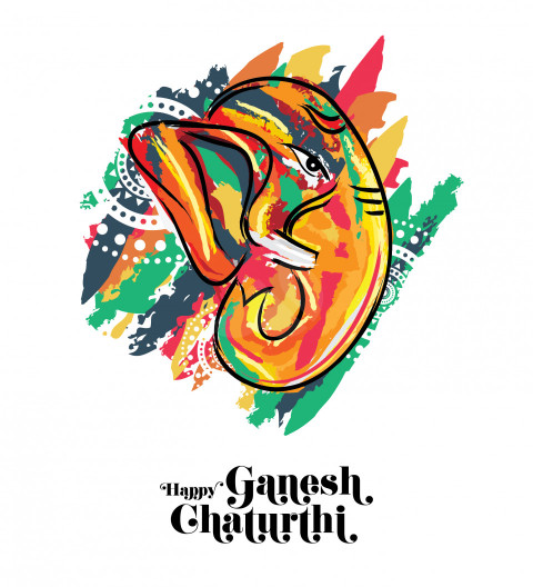 Happy Ganesh Chathurti Greeting Template Design