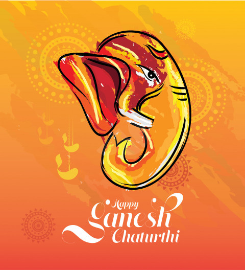 Happy Ganesh Chathurti Wishes Greeting Template
