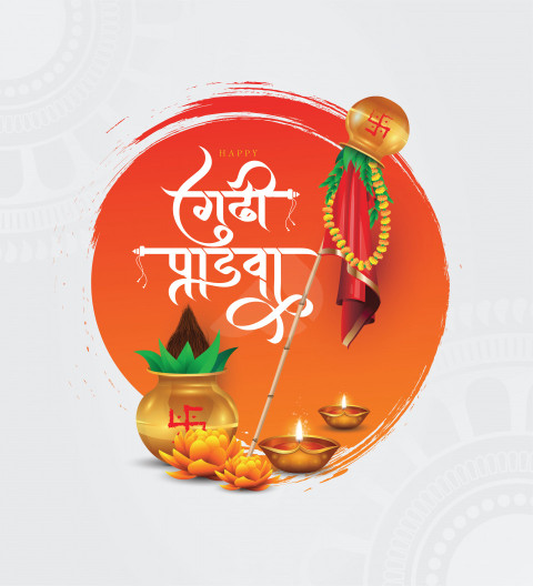 Gudi Padwa Hindi Greeting Background Template