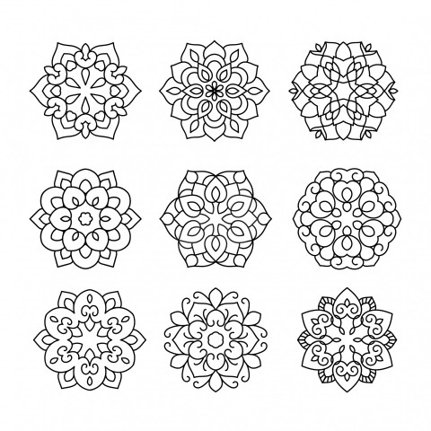 Decorative Floral Mandala Ornaments Design Set