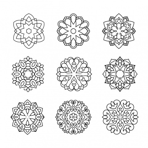 Creative Decorative Floral Mandala Ornaments Design Set