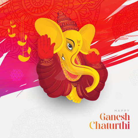 Happy Ganesh Chaturthi indian festival celebration background vector Illustration