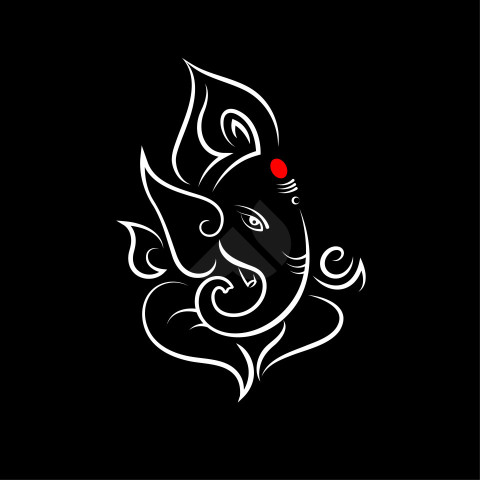 Lord Ganesh Illustration on Black Background