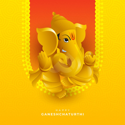 Happy Ganesh Chaturthi Hindi Greeting Design Template