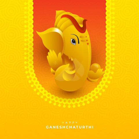 Happy Ganesh Chaturthi Hindi Greeting Design Template