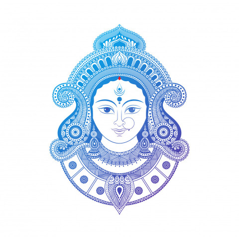 Hindu Goddess Durga Face Illustration