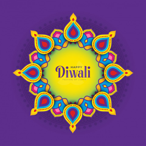 Happy Diwali Greeting Design Template with Creative Lamp Illustration