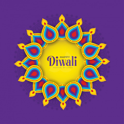 Happy Diwali Greeting Design Template with Creative Lamp Illustration