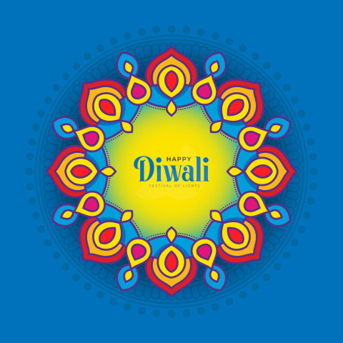 Happy Diwali Greeting Design Template with Creative Floral Ornaments