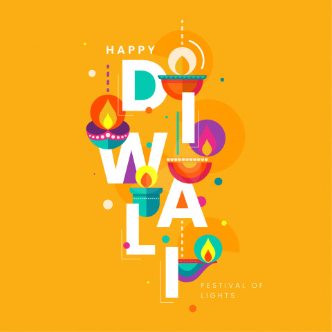 Happy Diwali Greeting Design Template with Creative Lamps