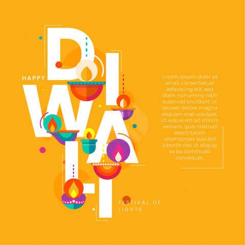 Happy Diwali Greeting Design Template with Creative Lamps