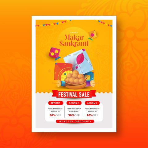 Makar Sankranti Festival Offer Poster Design template