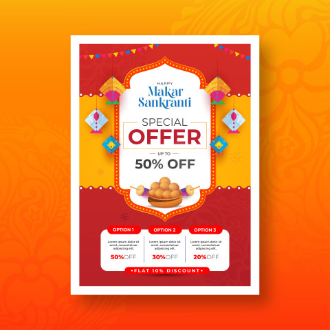 Makar Sankranti Festival Offer Poster Design template