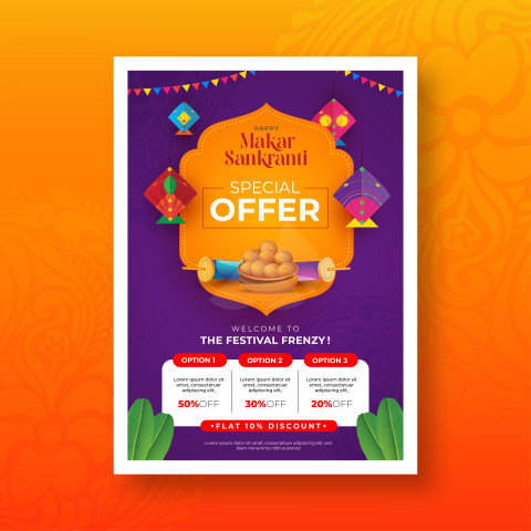 Makar Sankranti Festival Offer Poster Design template