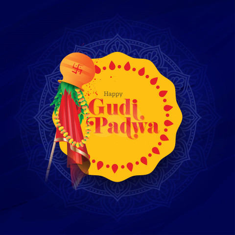 Happy Gudi Padwa Greeting Background Template