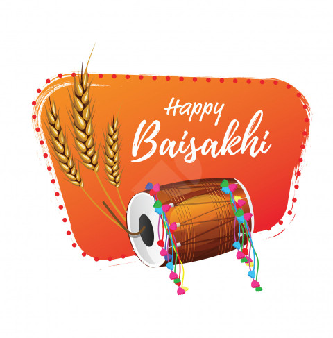 Happy Baisakhi Wishes Sticker Design Background Template