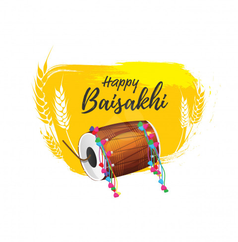 Happy Baisakhi Wishes Sticker Design Background Template