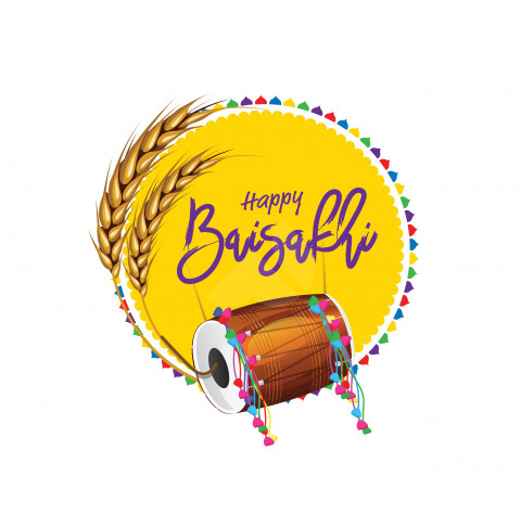Happy Baisakhi Wishes Sticker Design Background Template